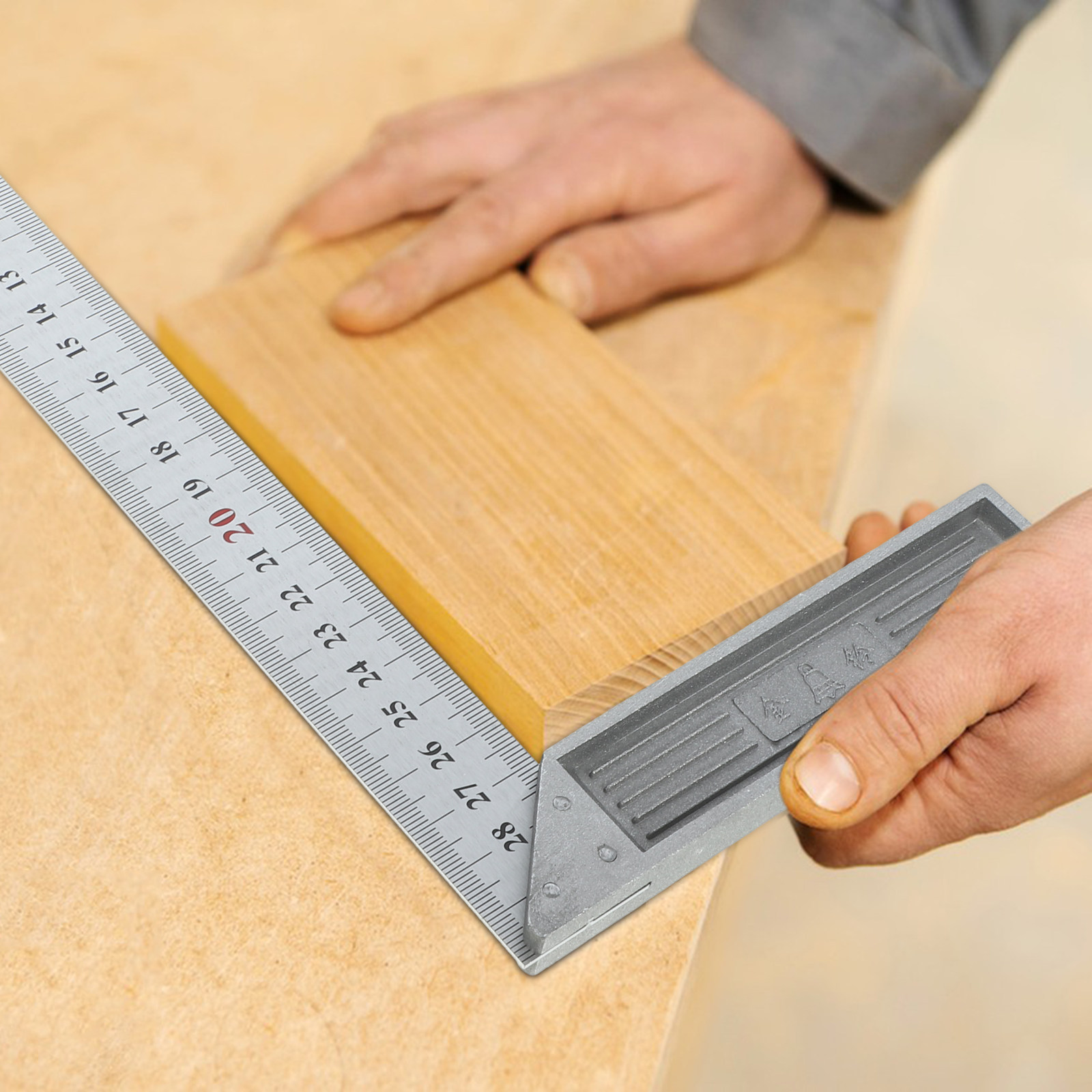 Woodworking Carpenter - L자형 스틸 자, 선명한 눈금, 90도