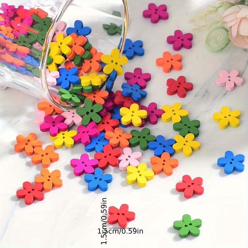 Woodworking Z Clips - 50/100PCS 꽃 나무 단추 귀여운 장식용